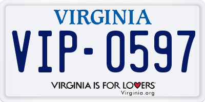 VA license plate VIP0597