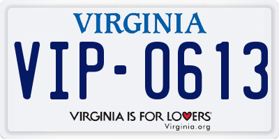 VA license plate VIP0613
