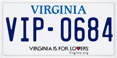 VA license plate VIP0684