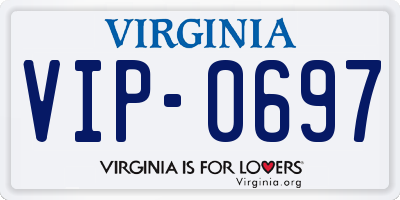 VA license plate VIP0697
