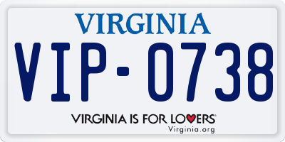 VA license plate VIP0738