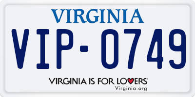 VA license plate VIP0749
