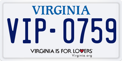 VA license plate VIP0759