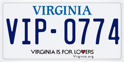 VA license plate VIP0774