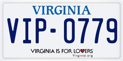 VA license plate VIP0779