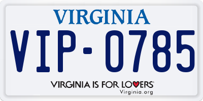 VA license plate VIP0785