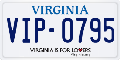 VA license plate VIP0795