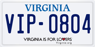 VA license plate VIP0804