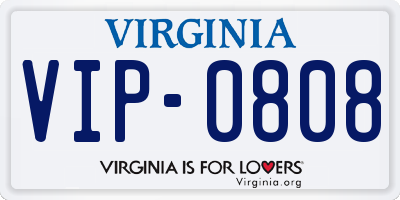 VA license plate VIP0808