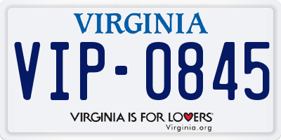 VA license plate VIP0845