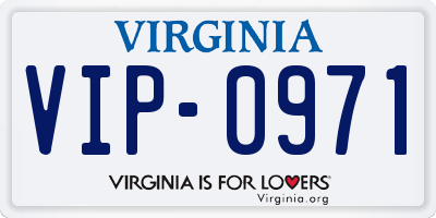 VA license plate VIP0971