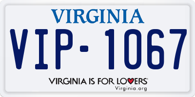VA license plate VIP1067