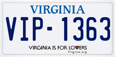 VA license plate VIP1363