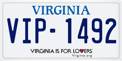 VA license plate VIP1492