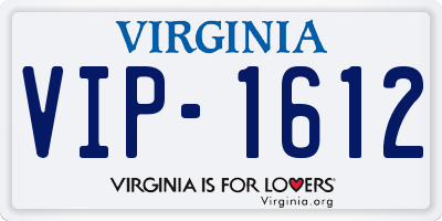 VA license plate VIP1612