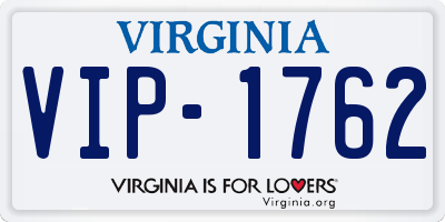 VA license plate VIP1762