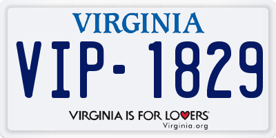 VA license plate VIP1829