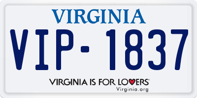 VA license plate VIP1837