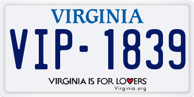 VA license plate VIP1839