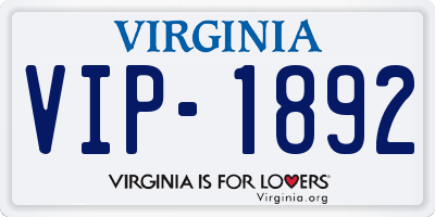 VA license plate VIP1892
