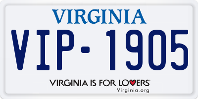 VA license plate VIP1905