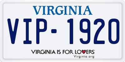 VA license plate VIP1920