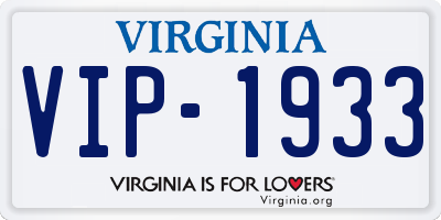 VA license plate VIP1933