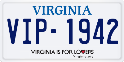 VA license plate VIP1942