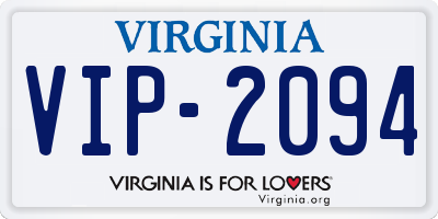 VA license plate VIP2094
