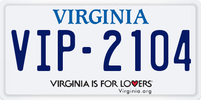 VA license plate VIP2104
