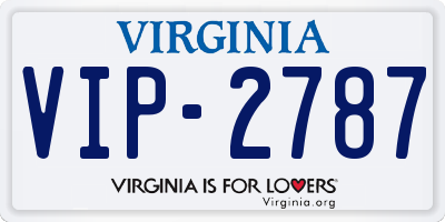 VA license plate VIP2787