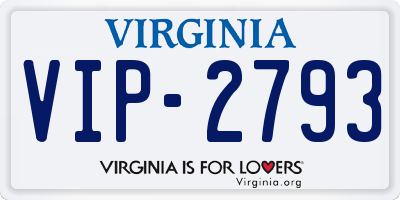 VA license plate VIP2793