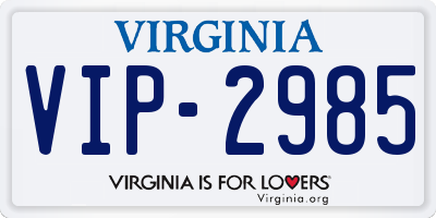 VA license plate VIP2985