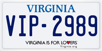 VA license plate VIP2989