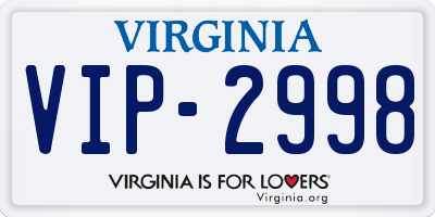 VA license plate VIP2998
