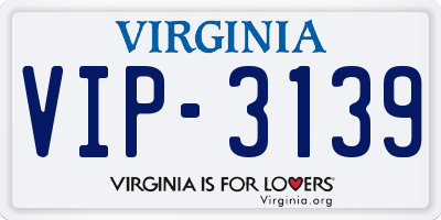 VA license plate VIP3139