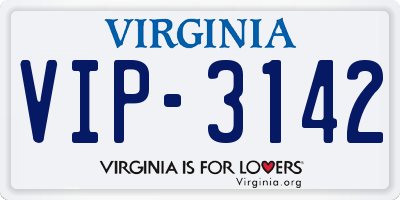 VA license plate VIP3142