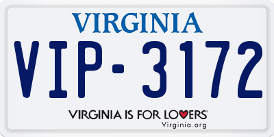 VA license plate VIP3172