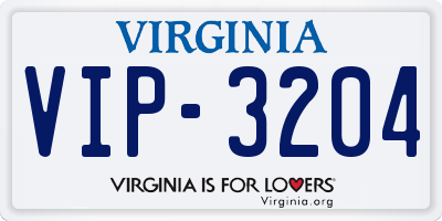 VA license plate VIP3204