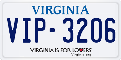 VA license plate VIP3206