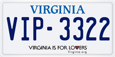 VA license plate VIP3322