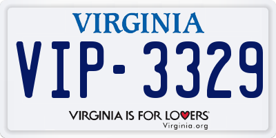 VA license plate VIP3329