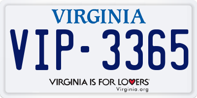 VA license plate VIP3365