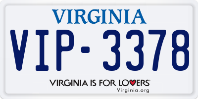 VA license plate VIP3378