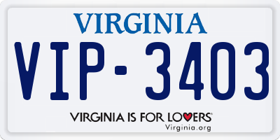 VA license plate VIP3403