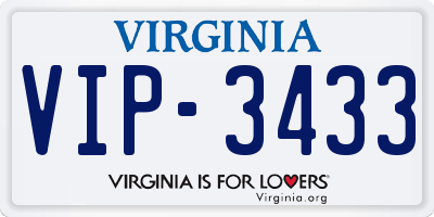 VA license plate VIP3433