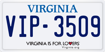 VA license plate VIP3509
