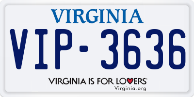VA license plate VIP3636
