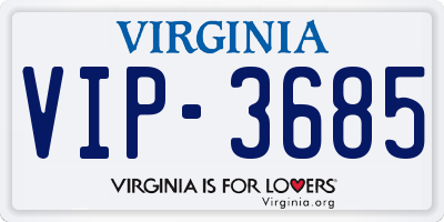 VA license plate VIP3685