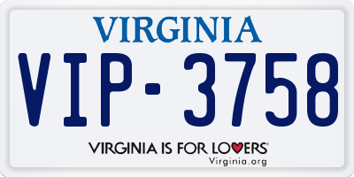 VA license plate VIP3758